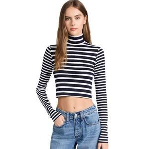 rag & bone The Knit Stripe Cropped Turtleneck Top - Size XS